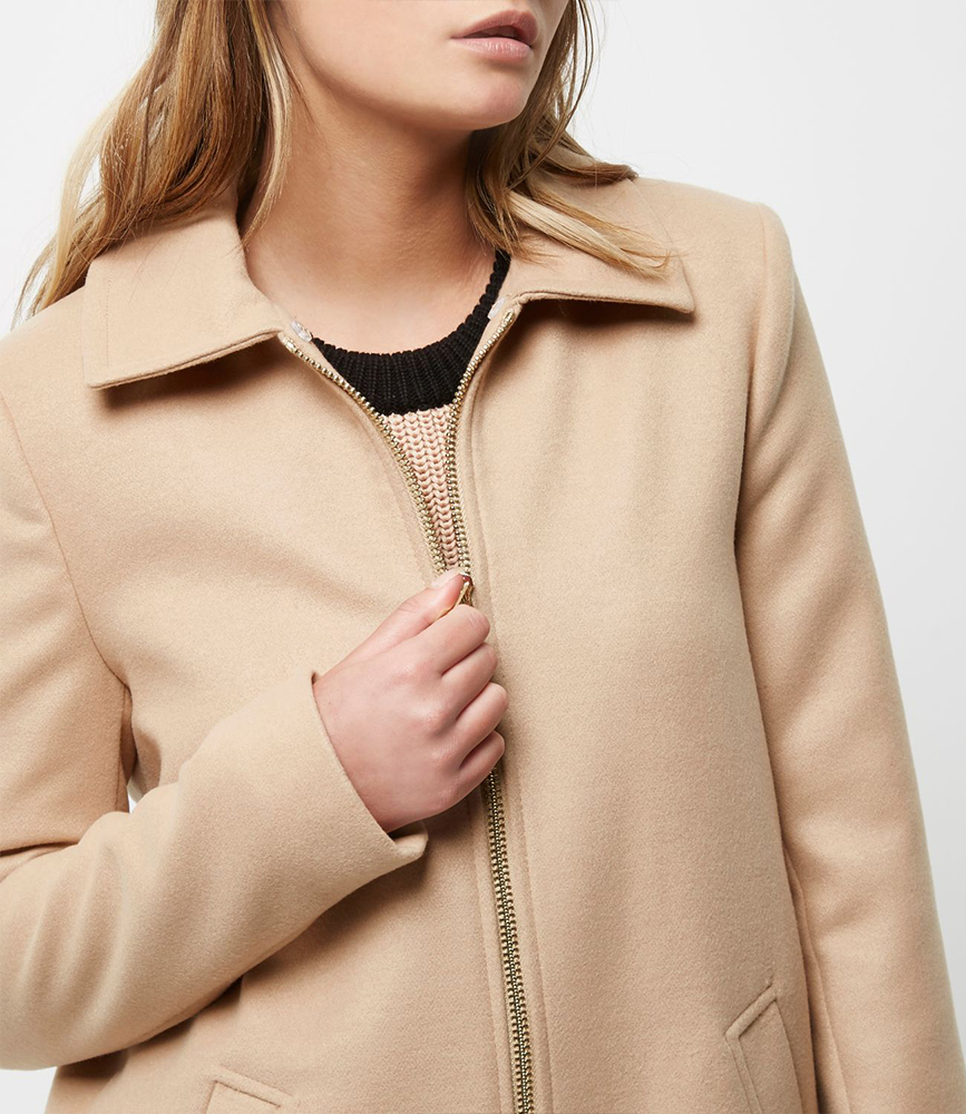 Cream collar swing coat