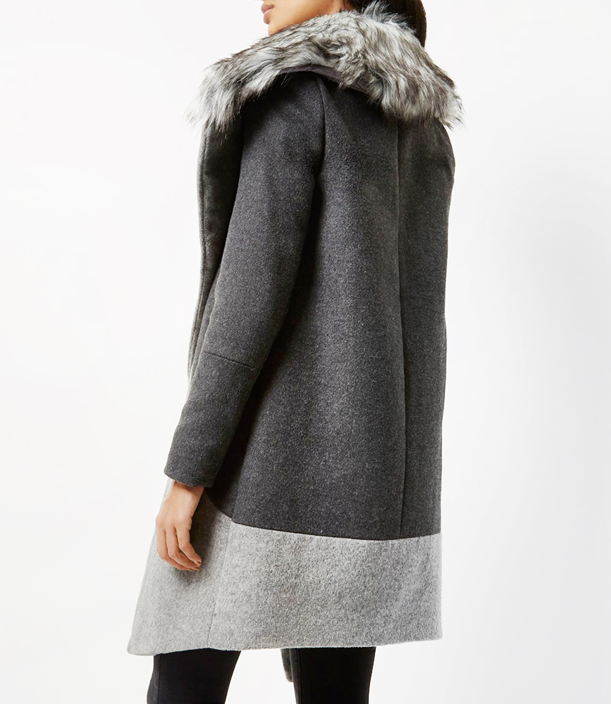 Faux fur collar coat